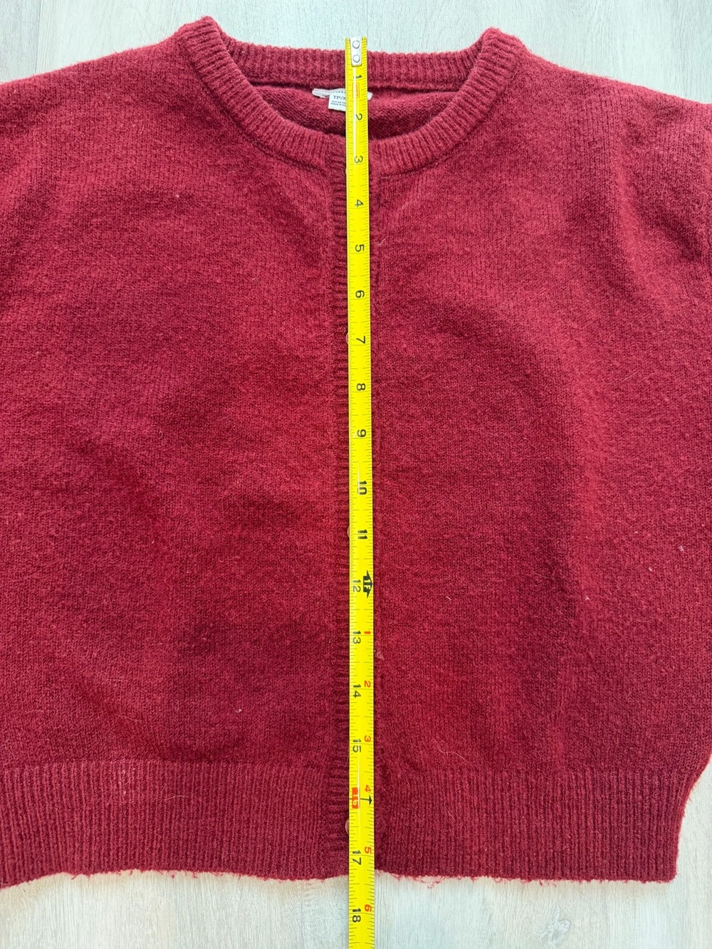 Garage Cropped Cardigan Sweater - Burgundy - Picture 7 of 9
